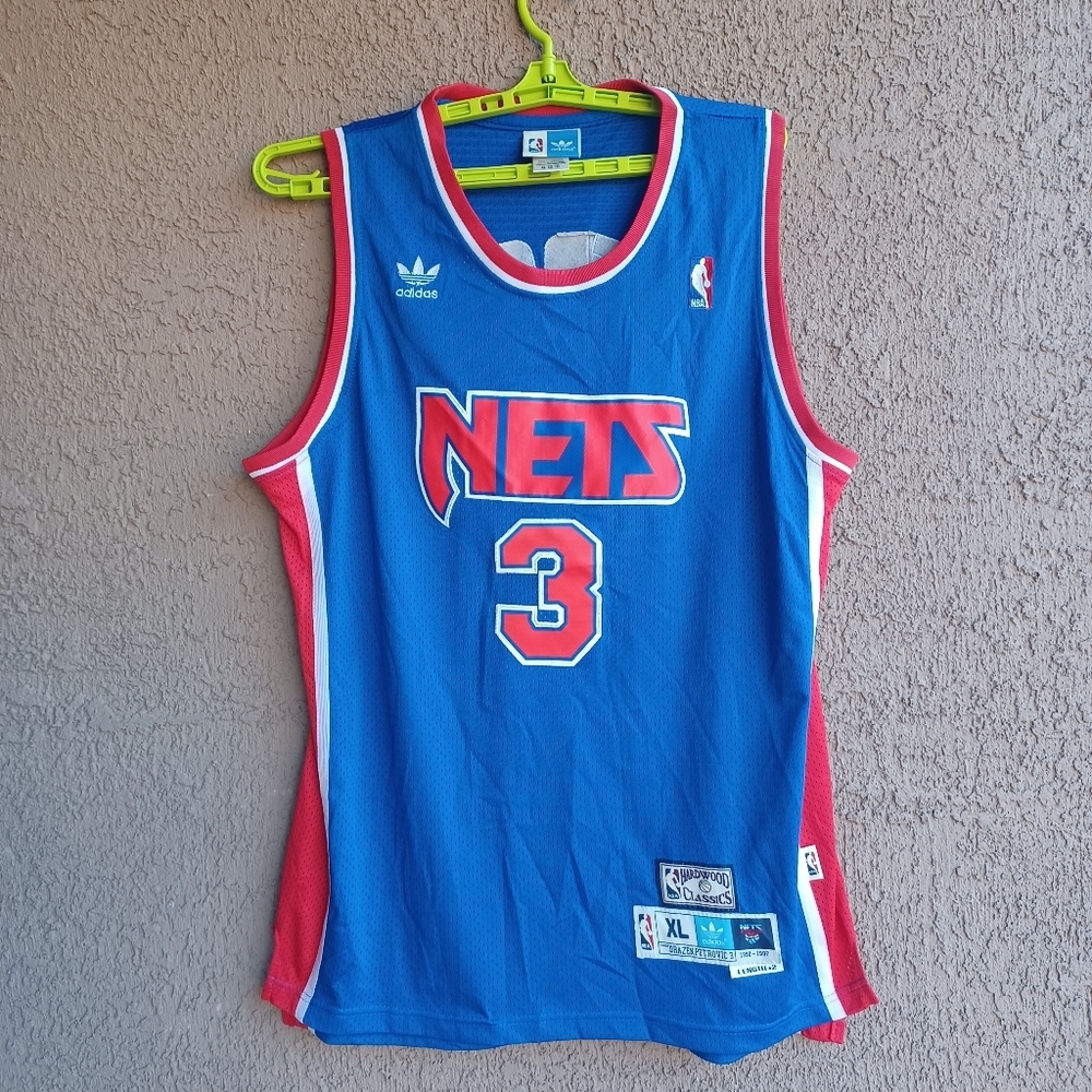 Vintage Adidas NBA New Jersey Nets Basketball Jersey Drazen Petrovic XL Blue